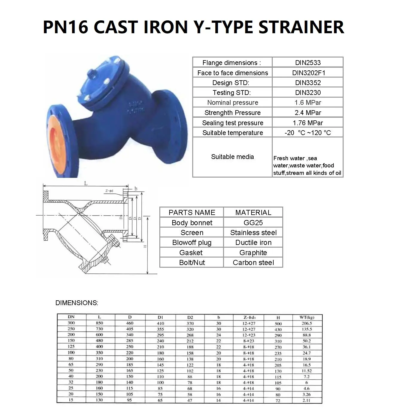 PN16 CAST IRON Y-TYPE STRAINER.webp
